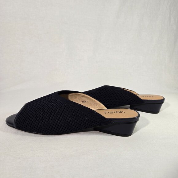 VANELi Finn Minimalist Comfort Blue Stretch Knit Open Toe Heels Size 9.5M New! - Picture 2 of 16